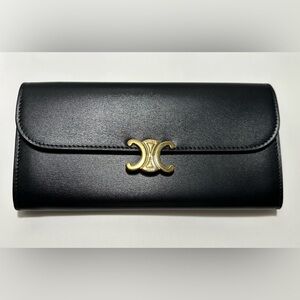 Celine Large Wallet Triomphe in Shiny Calfskin